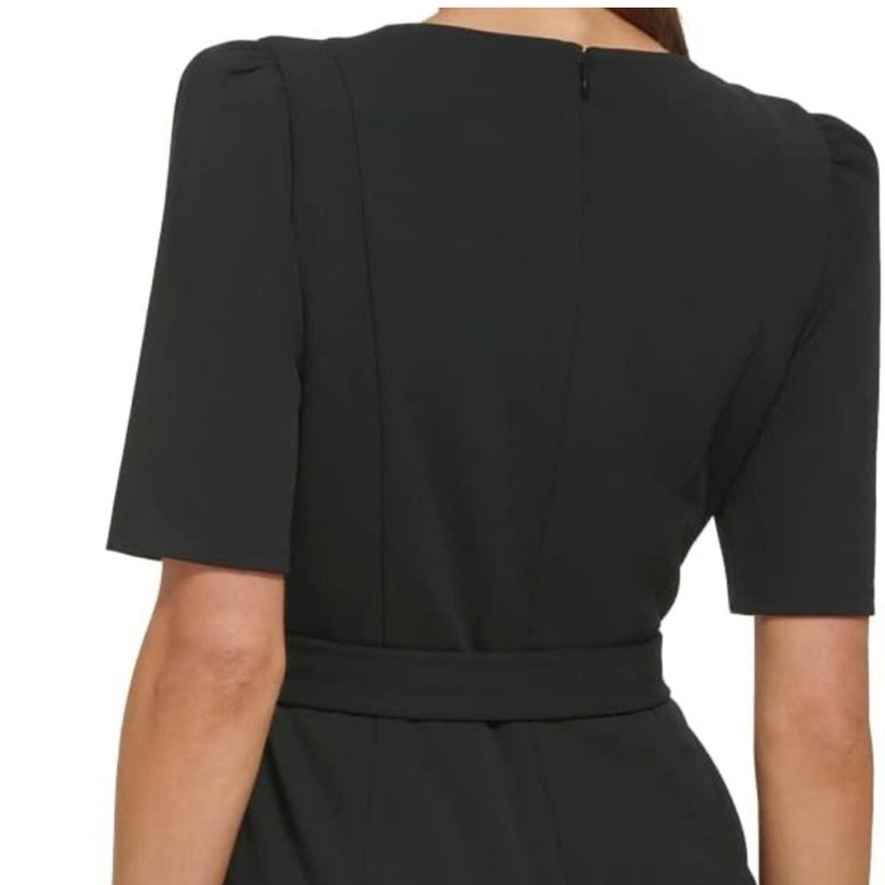 DKNY Short Sleeve V-Neck Tie Waist Jumpsuit 2 - Picture 6 of 7